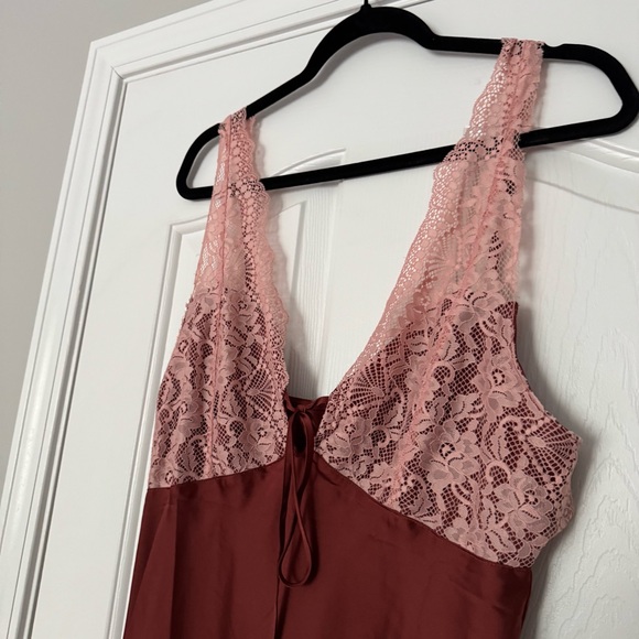 Free People Maxi Slip Dress in Rust and Blush Lace - Picture 5 of 7